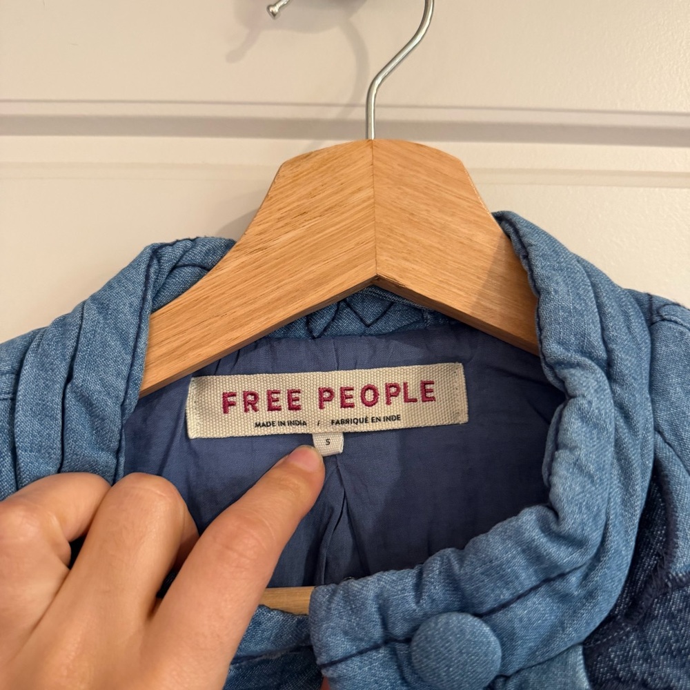 Free People Quinn Blue Quilted Jacket Size Small - Picture 3 of 8